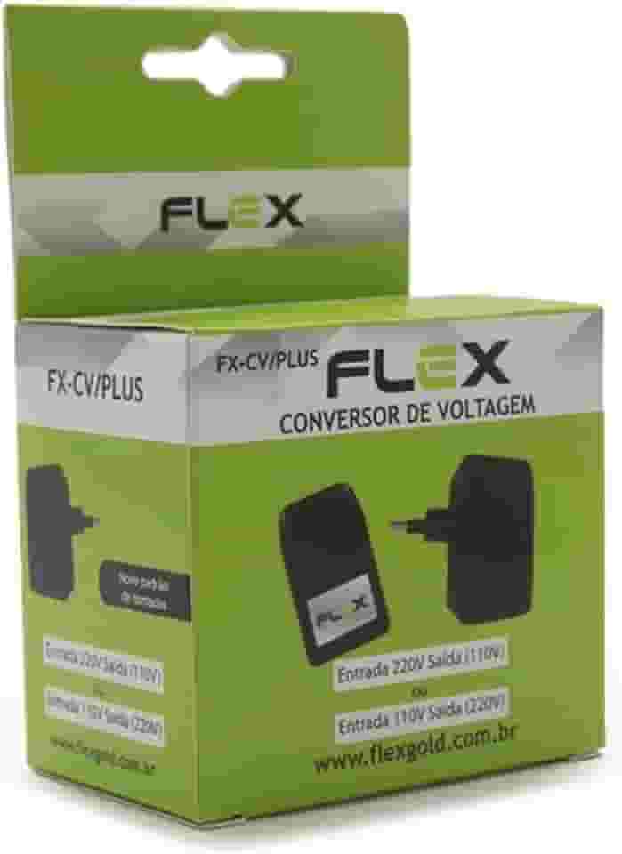 Flex Conversor de Voltagem FX-CV/PLUS, Bivolt 110V/220V, Adaptador Universal Conversor de voltagem - Conversor de 220V para 110V viagens, adaptador conversor de energia combinado com carregadores