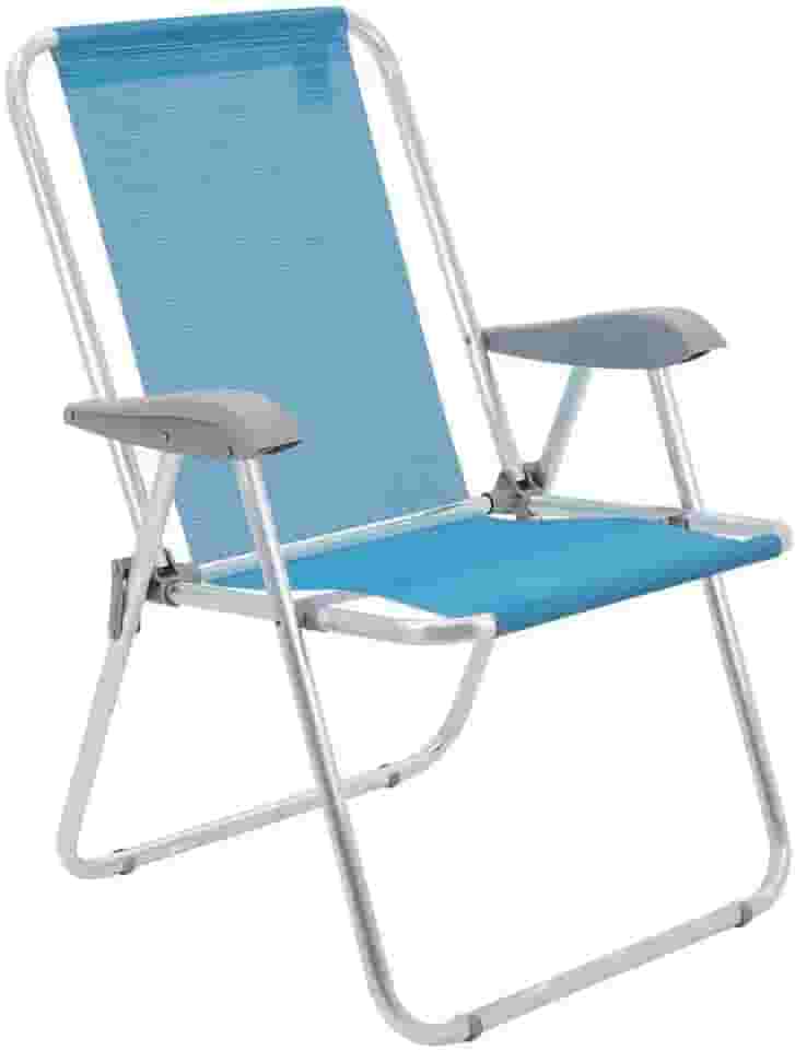 Cadeira de Praia Tramontina Creta Master em Alumínio com Assento Azul