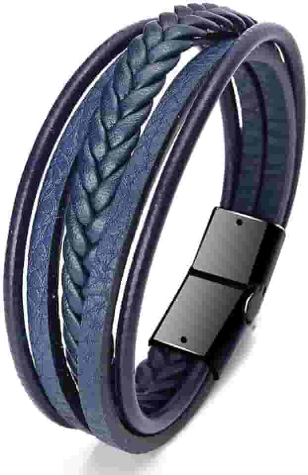 Pulseira de punho preta cravejada Boho feita à mão com fio duplo para homens, presentes de Natal, presentes de amizade, mulheres