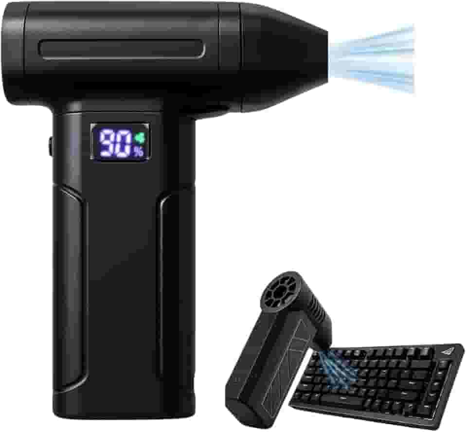Soprador Elétrico Portátil, 130000 RPM, 3 Velocidades, Sem Fio Recarregável, Display Digital, Multifuncional para Limpeza de Eletrônicos