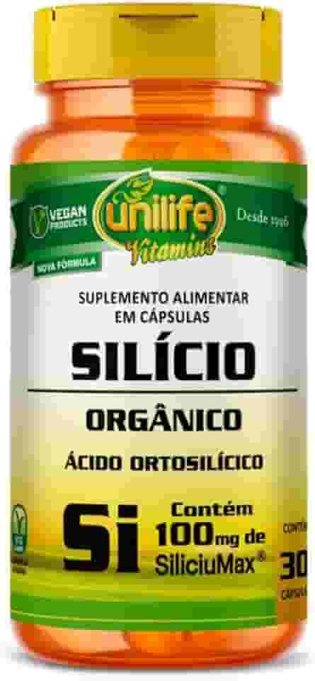 Silício Orgânico Ácido Ortosilícico 100mg Selo Siliciumax 30 Cápsulas Vegano Unilife
