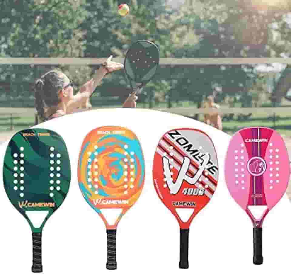 Raquete Para Beach Tennis Profissional Em Fibra Carbono Com Capa Protetora - Camewin - Cores Sortidas
