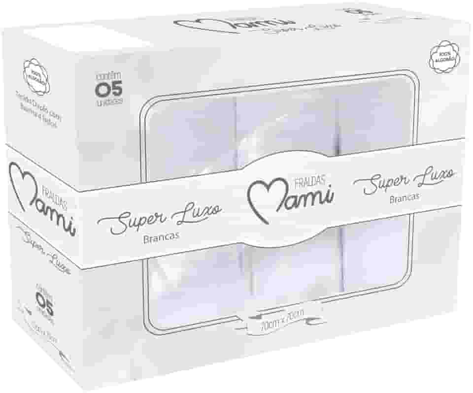 Papi Textil Fralda Super Luxo Mami c/Bainha Branca 70x70cm Caixa Contém 05 Un