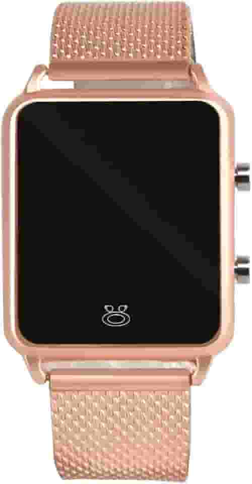 Relógio Digital LED à Prova D'Água Dourado Feminino Banhado Inox Qualidade Premium Pulseira Silicone Ajustável Presente Mulher