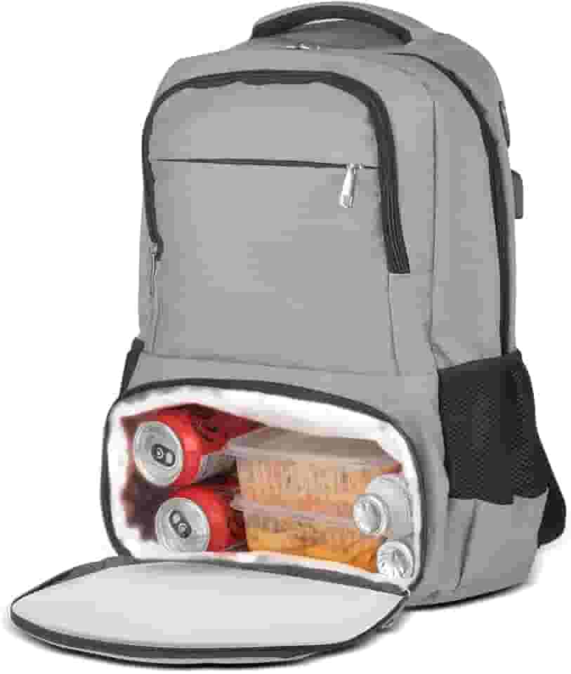 Mochila para Notebook até 13” com Compartimento Térmico 6,7L – Tecido Sustentável 300D, Entrada USB e Fone, Alças Reforçadas e Bolsos Laterais
