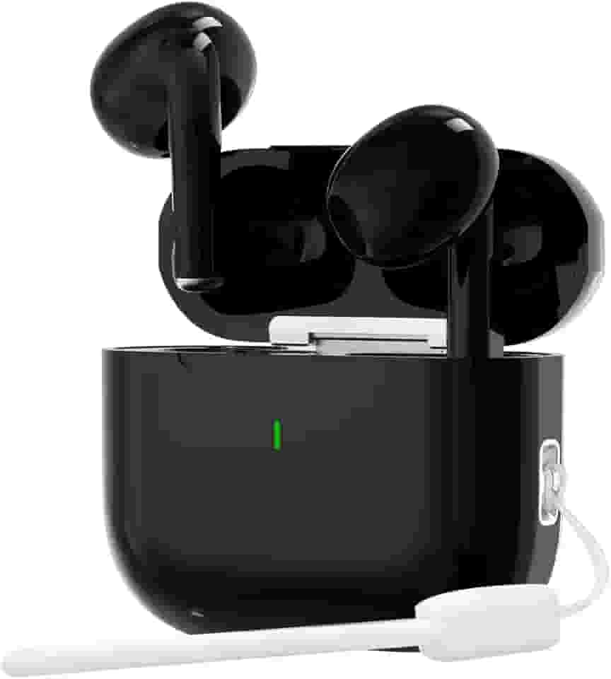 Fone De Ouvido Sem Fio Bluetooth 5.3 Compatível Todos Celulares Com Microfone e Redução de Ruído Wireless Academia Corrida Musicas Graves Potentes Controle Touch, Até 40 horas de bateria, Preto