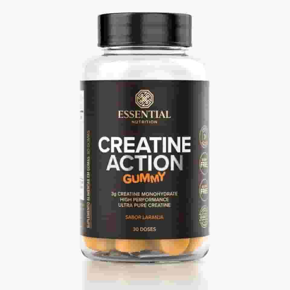 Creatine Action Gummy Laranja Essential Nutrition 60 Gomas