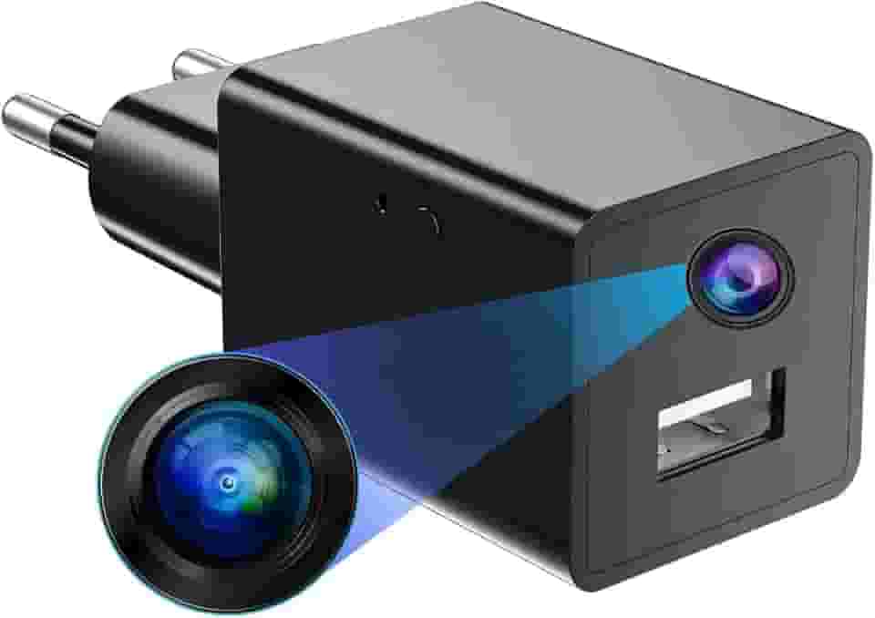 Mini Câmera Espiã Carregador de Tomada Discreta disfarçacada com 64GB Full HD 1080p Detecção de Movimento Sem Wi-Fi Segurança Discreto Monitoramento Residencial, Comercial, Babá, Cuidadores e Pet