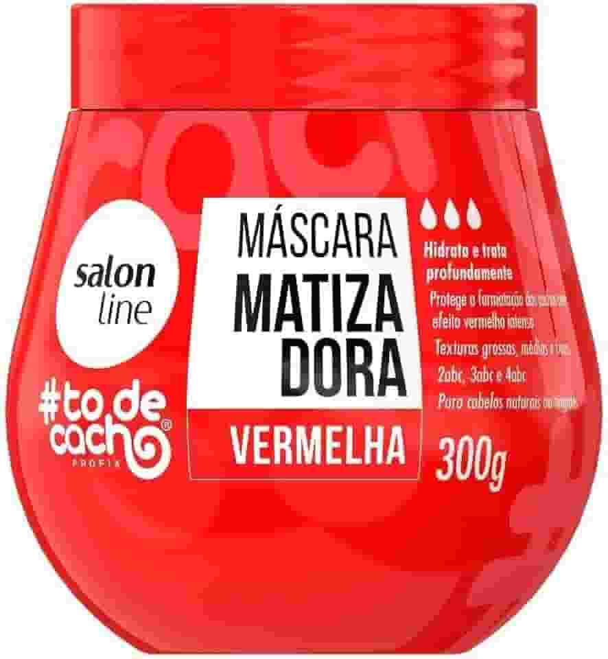 Salon Line, Máscara Matizadora Vermelha, #TodeCacho, Vegano - Para Cabelos Ondulados, Cacheados e Crespos, 300g