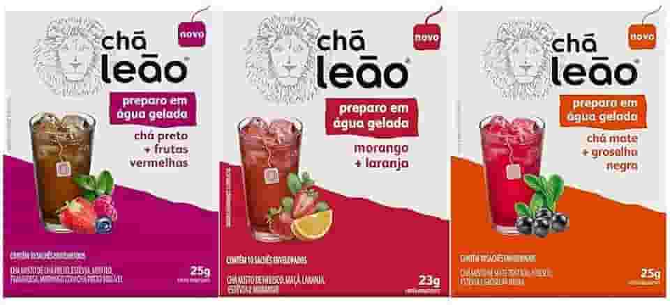 Combo Chá Gelado Leão – 30 Sachês (Frutas Vermelhas, Morango e Laranja, Matte e Grosselha Negra)