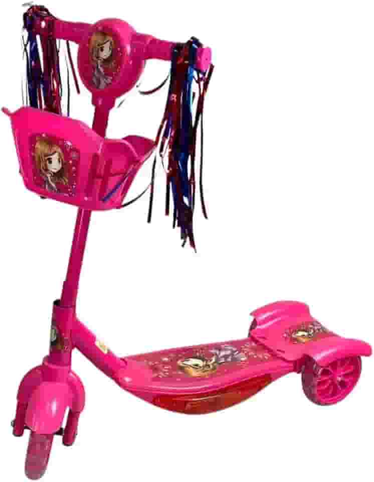 Patinete Infantil com 3 Rodas, Dobrável, Luzes LED e Som, Patinetes Infantis, Patinetes de Manobra - Rosa