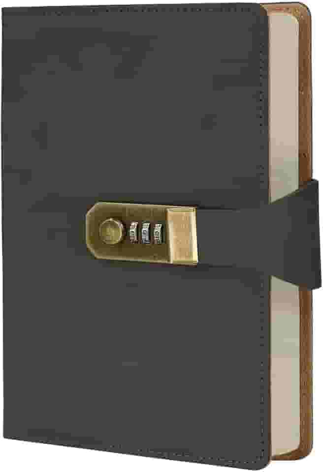 Caderno Agenda Diário Com Cadeado A5 288 Páginas Com Linhas E Fechadura E Marca-páginas Privacidade Para Escrita, Ideias, Estudo E Organização Escritorio Escola (Preto)