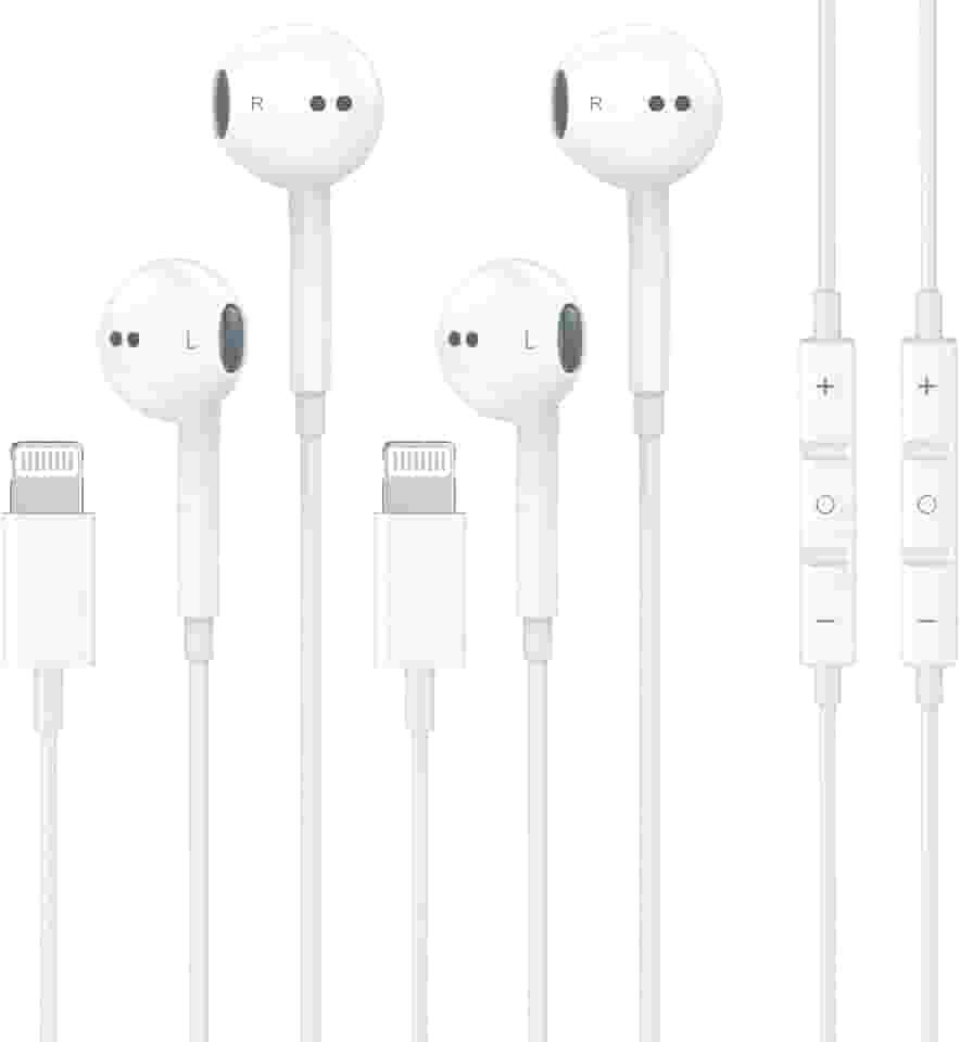 Pacote com 2 fones de ouvido com fio para iPhone com microfone integrado e controle de volume, fones de ouvido com redução de Nosie compatíveis com iPhone 14 13 12 11 Pro Max XS XR X 8 7, compatível
