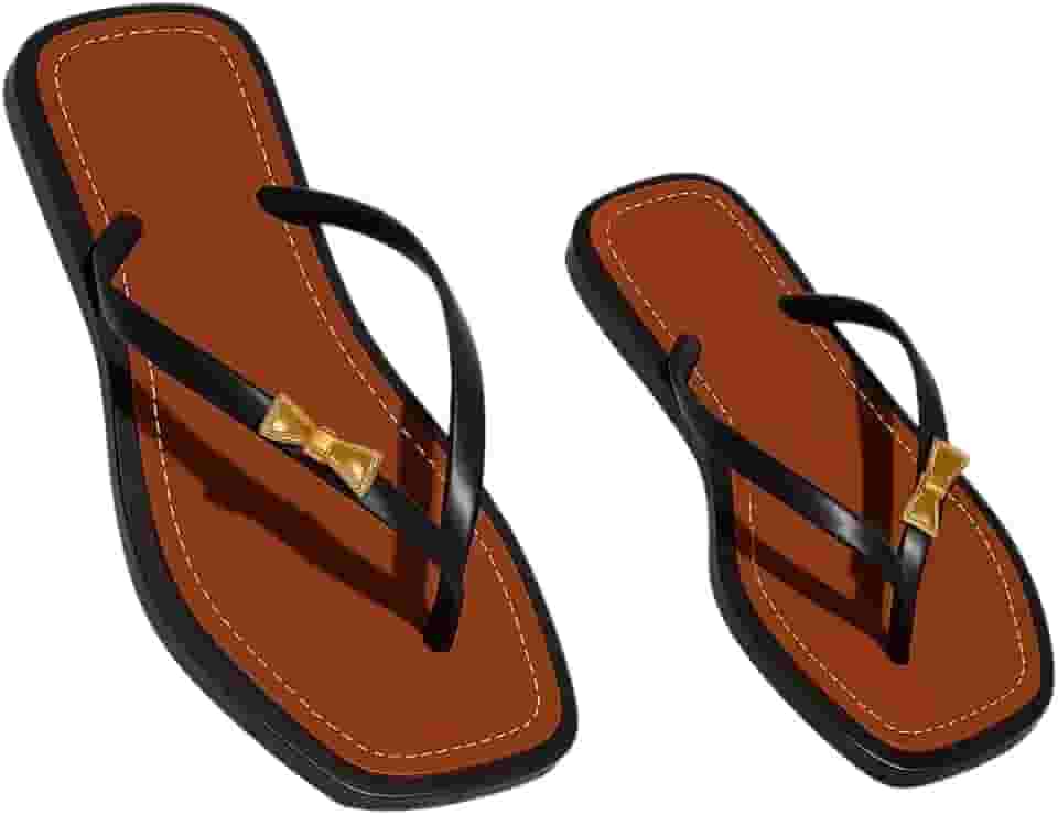 Rasteirinha Chinelo Feminino Luxo Laço Dourado | Chinelo Flat Confortável Verão | Sandália Casual Elegante para Praia e Dia a Dia