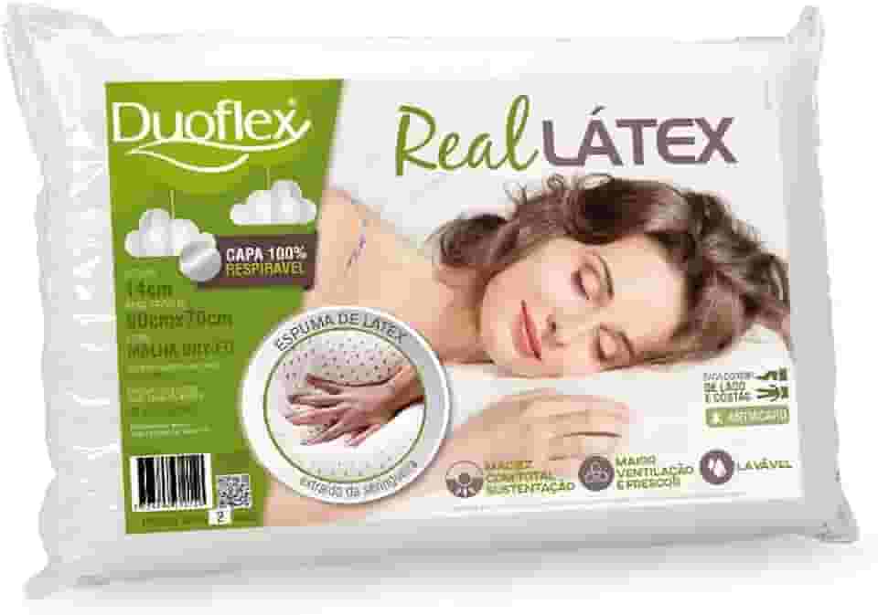 Travesseiro Real Látex 14, Duoflex, 100% Algodão, Branco, para Fronha 50Cmx70Cm