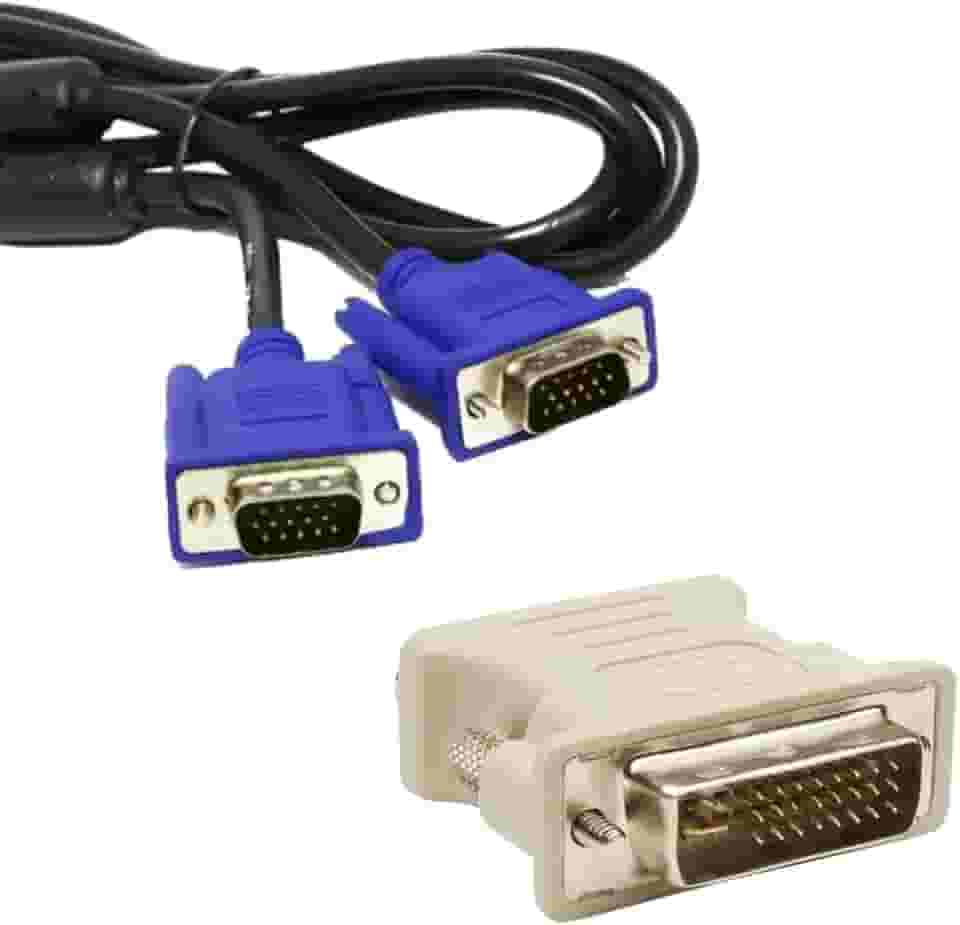 Kit Adaptador DVI-I M x VGA F 24+5 Dual Link + Cabo VGA de 1,50 mts com Filtro