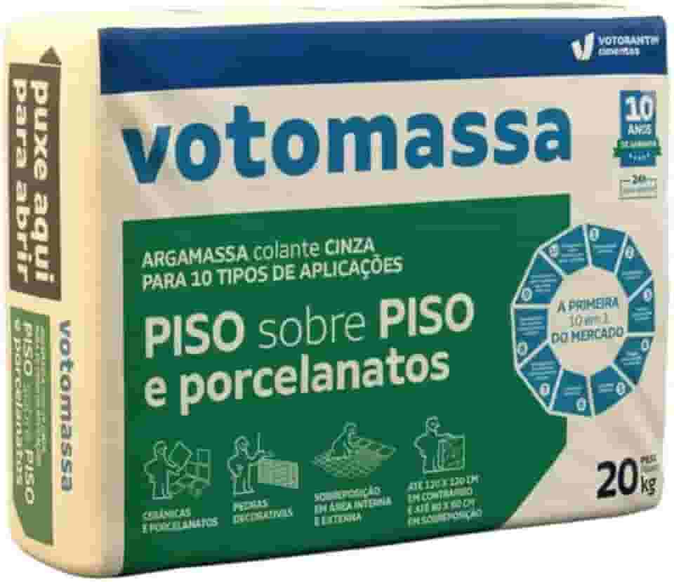 Argamassa Porcelanato Cinza 20kg Piso Sobre Piso Interno e Externo Votomassa