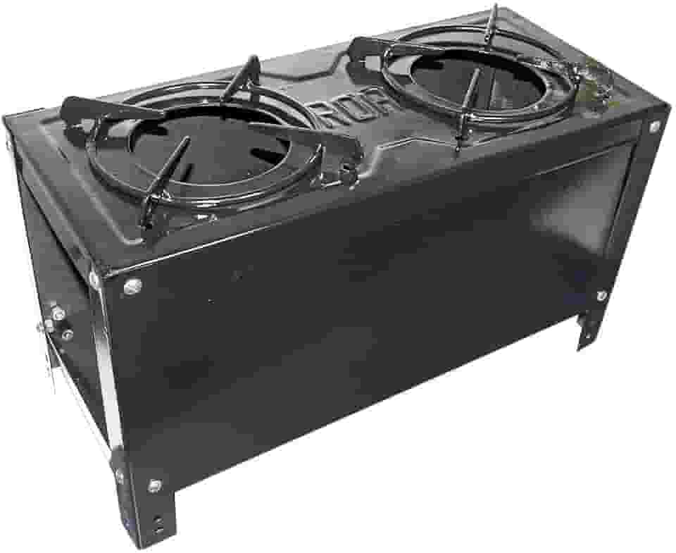 Roa Fogão a Lenha 2 Bocas Portátil com Grelha Esmaltada