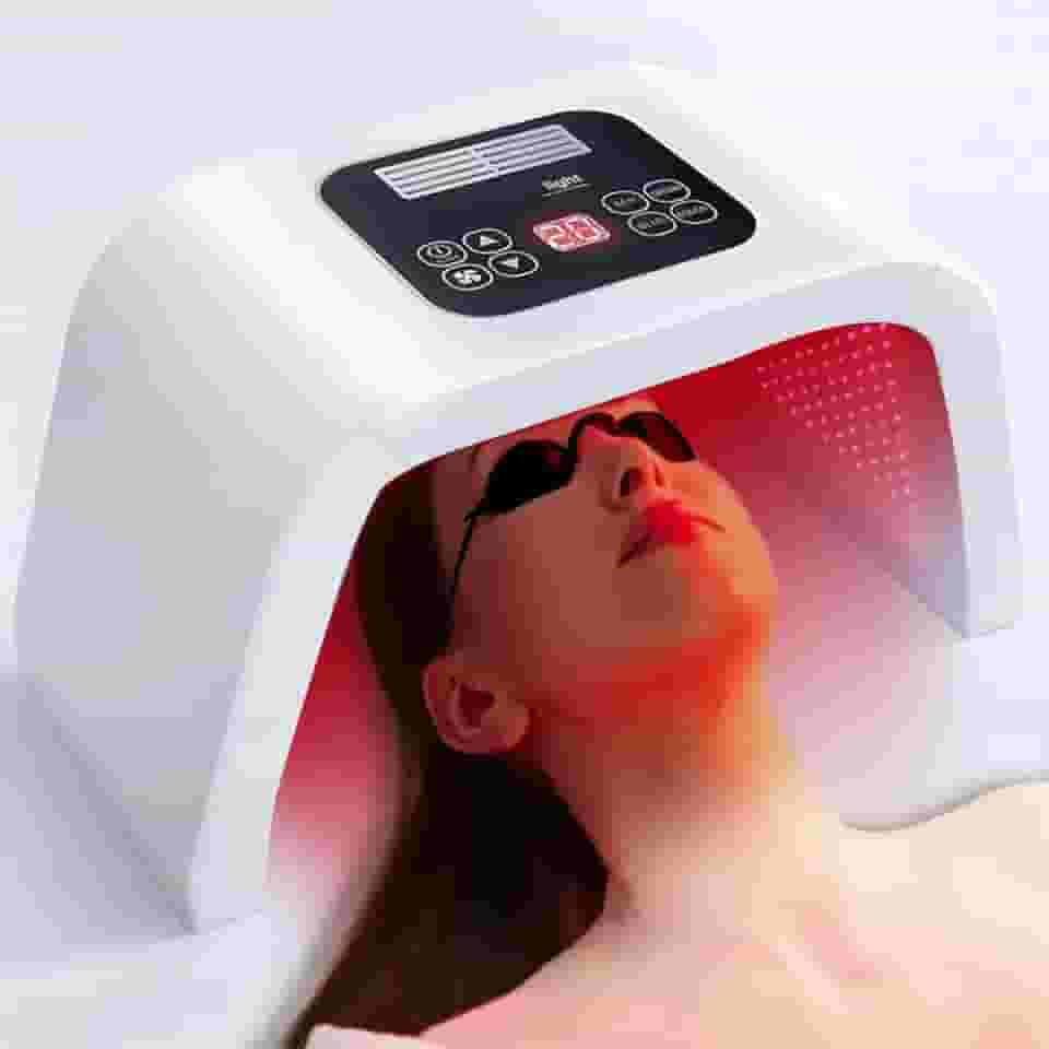 Cabine Facial com Luz de LED 7 Cores, Maquina Mascara Camâra Facial Terapeutica Fototerapia Estetica, Uso Domestico, Cuidados Com a Pele do Rosto, Rejuvenescimento, Flacidez, Rugas, Pescoço, Mãos, Marca ATM