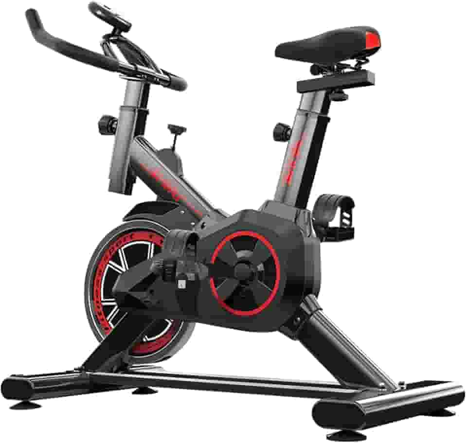 Bicicleta Ergométrica Vertical com Amortecimento MAX, 4kg, Compacta e Estável, Ideal para Treino em Casa, Preto/Vermelho