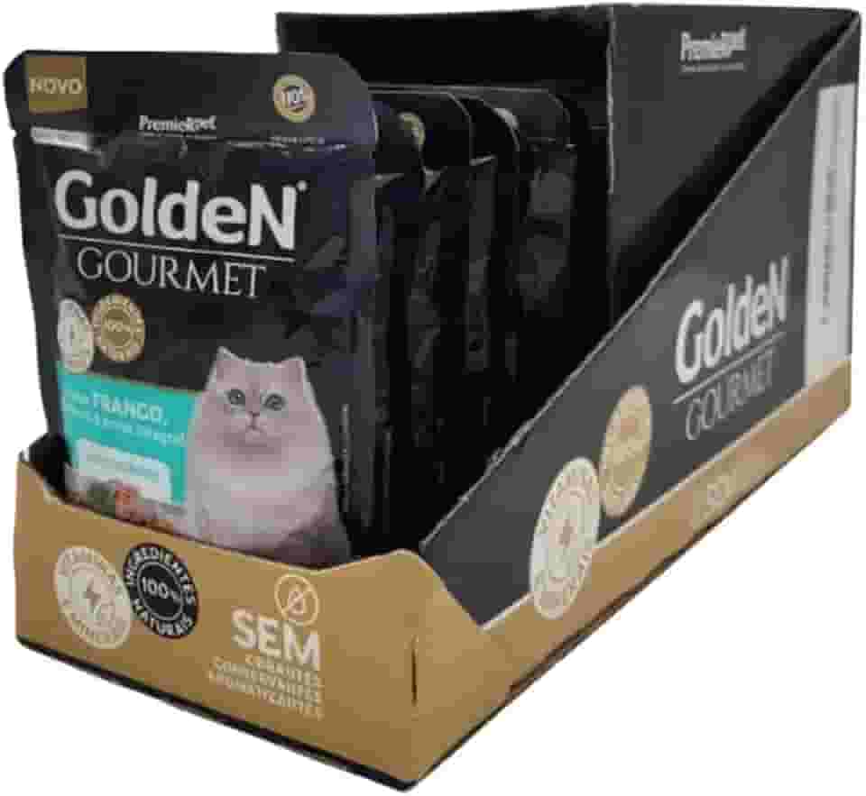 Golden Gourmet Gato Castrado Sabor Frango 70g - Caixa com 20 unidades