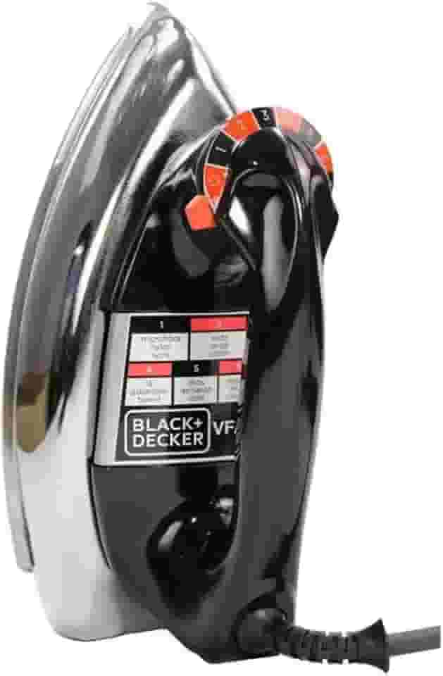 BLACK+DECKER Ferro de Passar Roupa a Seco, Metálico Preto, Modelo VFA1110TM2, 110V