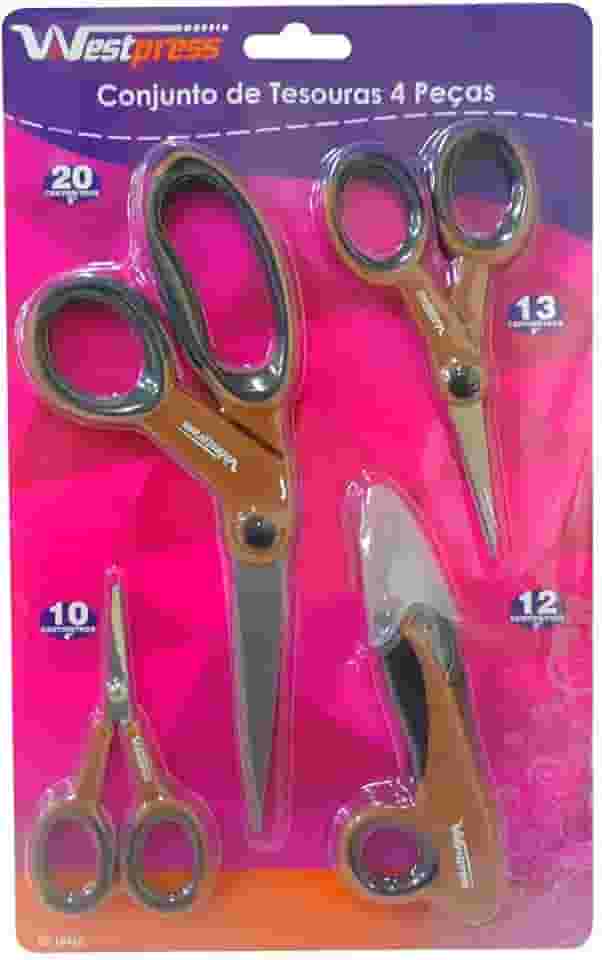 Kit de Tesouras Corte de Costura 4 Peças Westpress