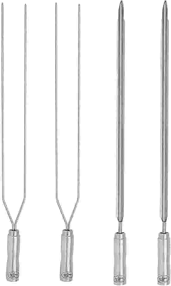 Kit 4 Espetos Universais para Churrasco - 2 Espetos Duplos, 2 Espetos Espadas - 100% Inox Maciço, 67cm