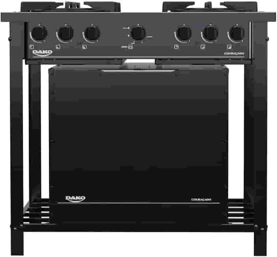 Fogão Industrial 4 Bocas Preto com Forno e Tripla Chama Dako Couraçado