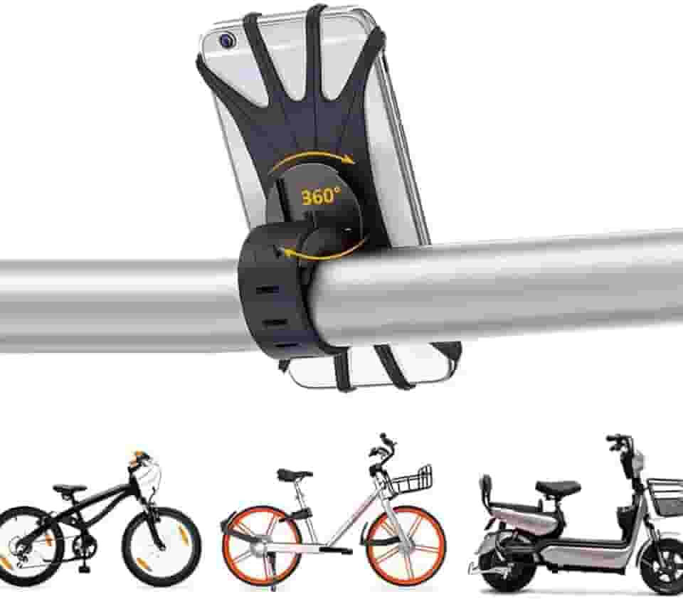 Suporte de Celular para Bicicleta, Moto e Patinete, Silicone com Giro 360°, para Guidão, Compatível com iPhone/Android 4-6,5 Polegadas