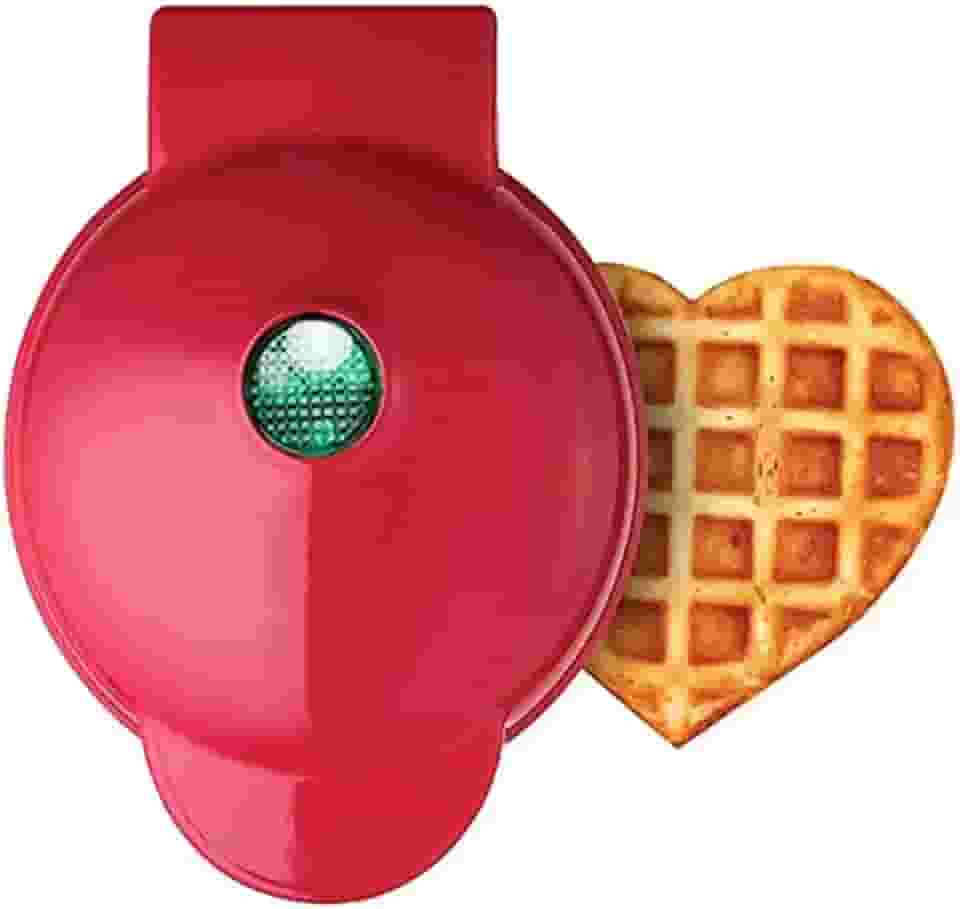 Mini Máquina de Waffle Formato Coração Elétrica p/Café da Manhã 110V (Vermelho)