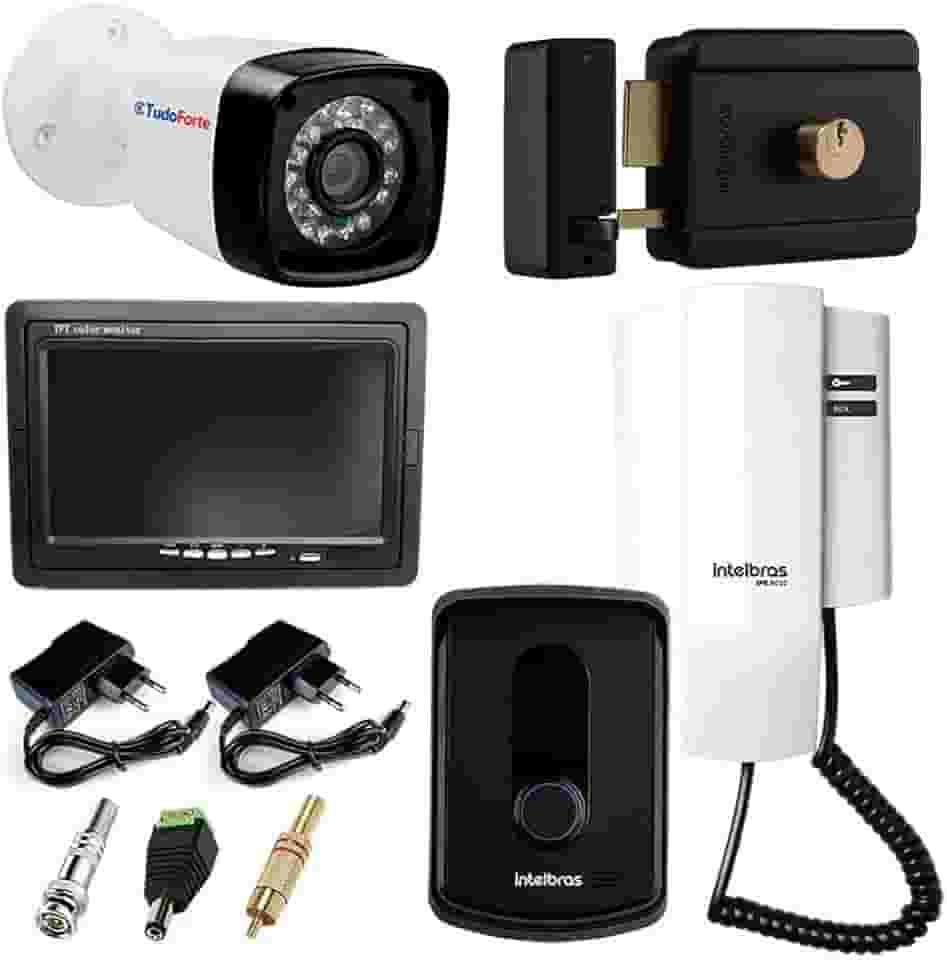 Kit Porteiro Intelbras Ipr 8010 + Câmera Infra Bullet + Tela Monitor 7 polegadas Lcd Colorido + Fechadura Elétrica Fx 500 Intelbras