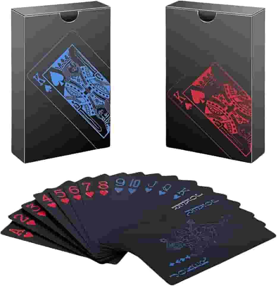 Kit 2 Baralhos Black Vermelho e Azul Resistente A Água Anti Rasgo Poker Mágica