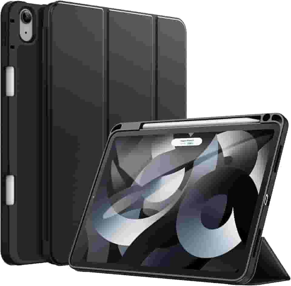 JETech Capa para iPad Air 11 Polegadas M3/M2 (2025/2024), iPad Air 5/4 (10,9 Polegadas, Modelo 2022/2020) com Porta Pencil, Suporte para Carregamento de 2º Pencil, Capa Fina para Tablet (Preto)