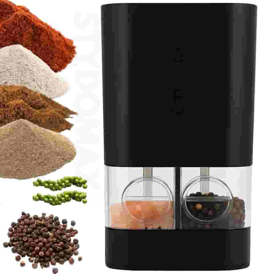Kit 2 Moedor Elétrico Recarregável de Sal e Pimenta Tempero (Pacote com 2) Conjunto Moedor de Sal Grosso e Pimenta Do Reino Automático Com Recipiente de 70 ml Luz Led Para Churrasco na Cozinha USB