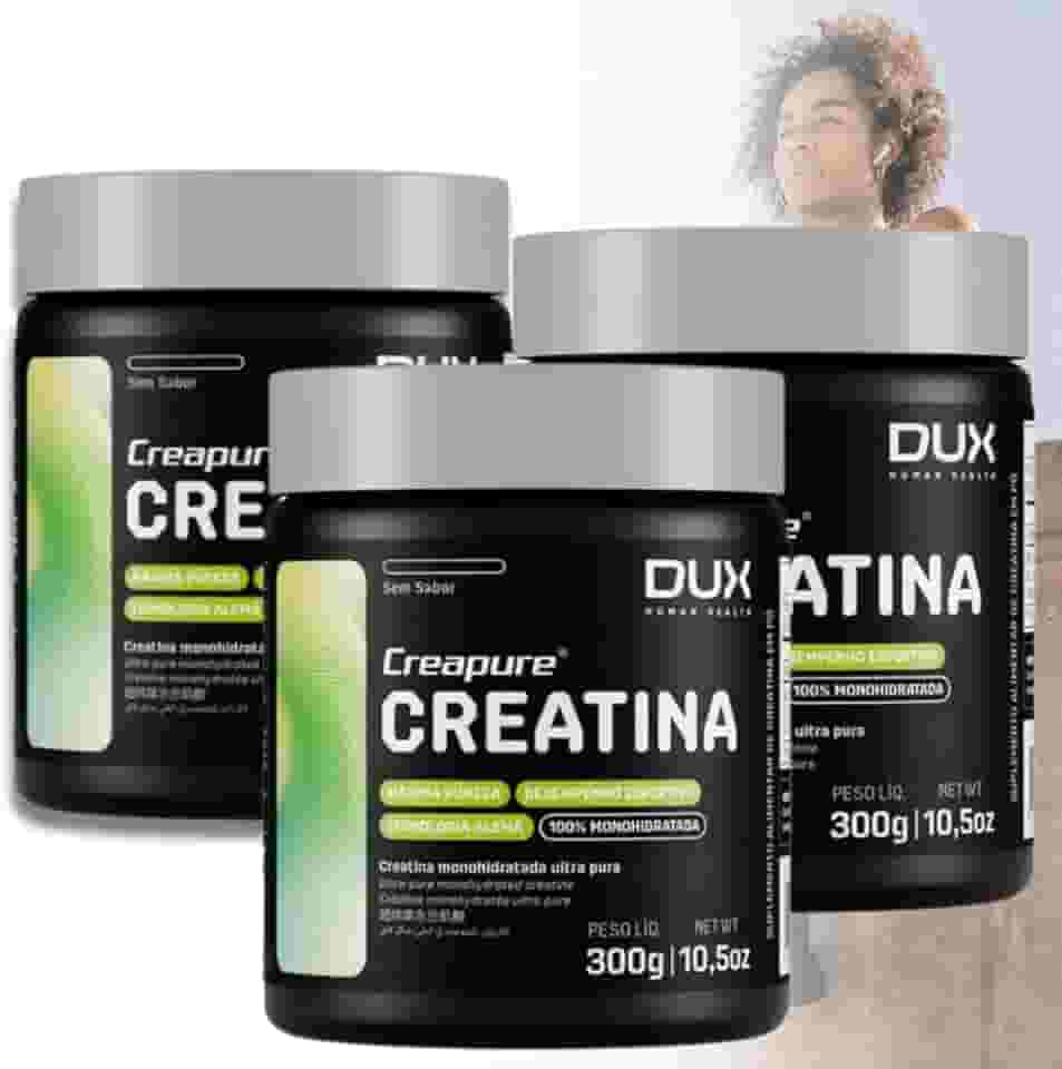 KIT 3 Creatina 100% pura DUX 300g | Selo CREAPURE Suplementação alta pureza hipertrofia ganho de força