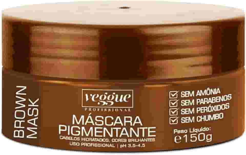 Máscara Pigmentante Marrom, Castanho Iluminado, Veggue Profissional 150g