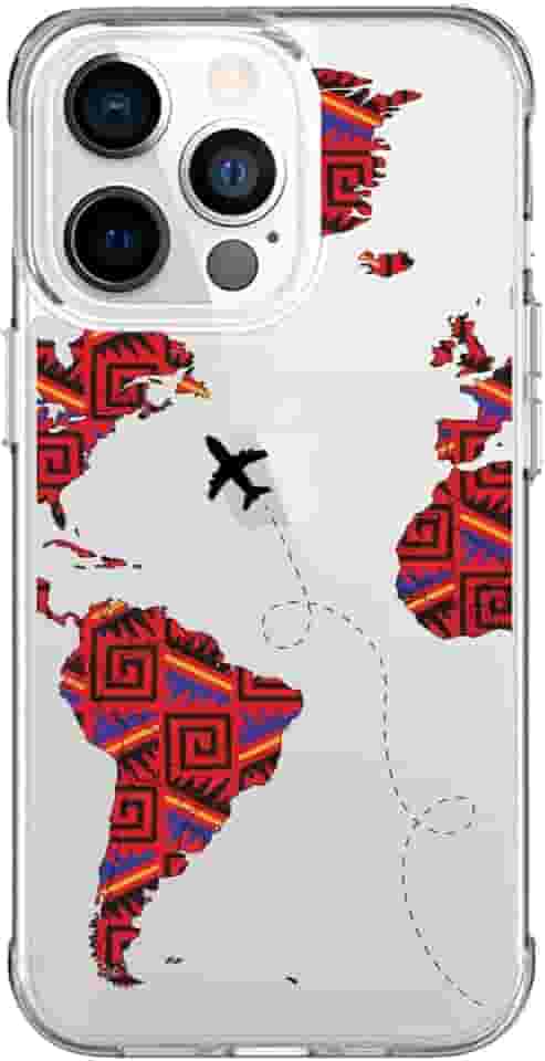 Capa Capinha Anti Impacto para Celulares Apple - Estampa Mapa Mundi Tribal (Iphone 16)