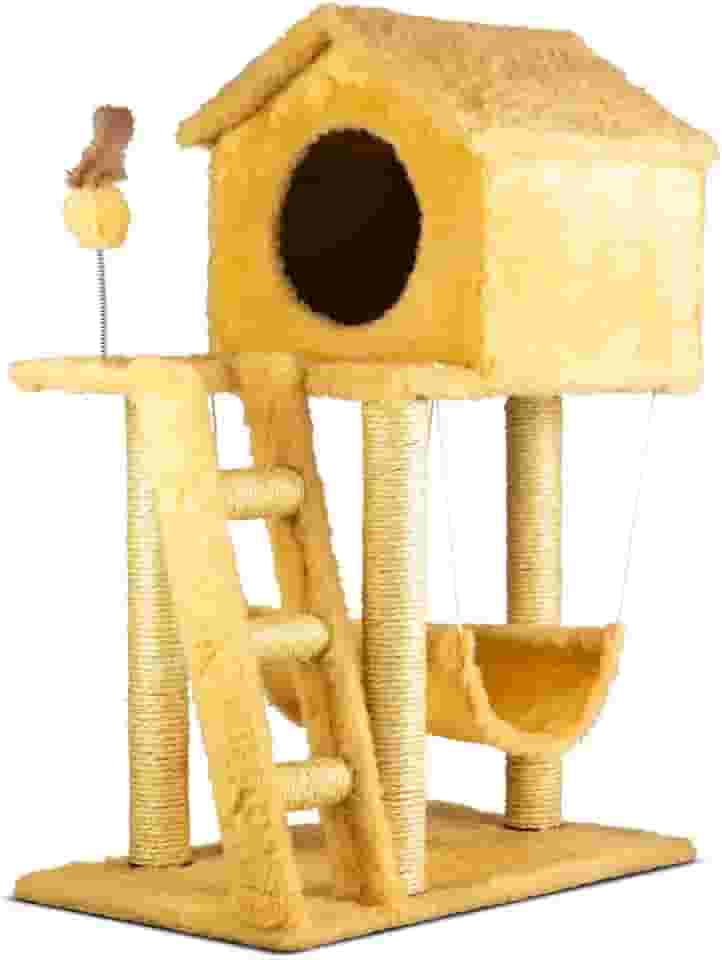 Arranhador Gato Casa Dois Andares com rede e Escada