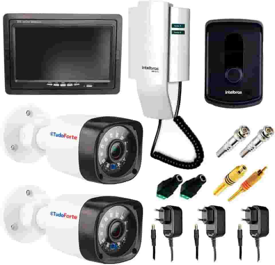 Kit Porteiro Intelbras IPR8010 com 02 Câmeras Infravermelho e Tela Monitor 7" LCD Colorido