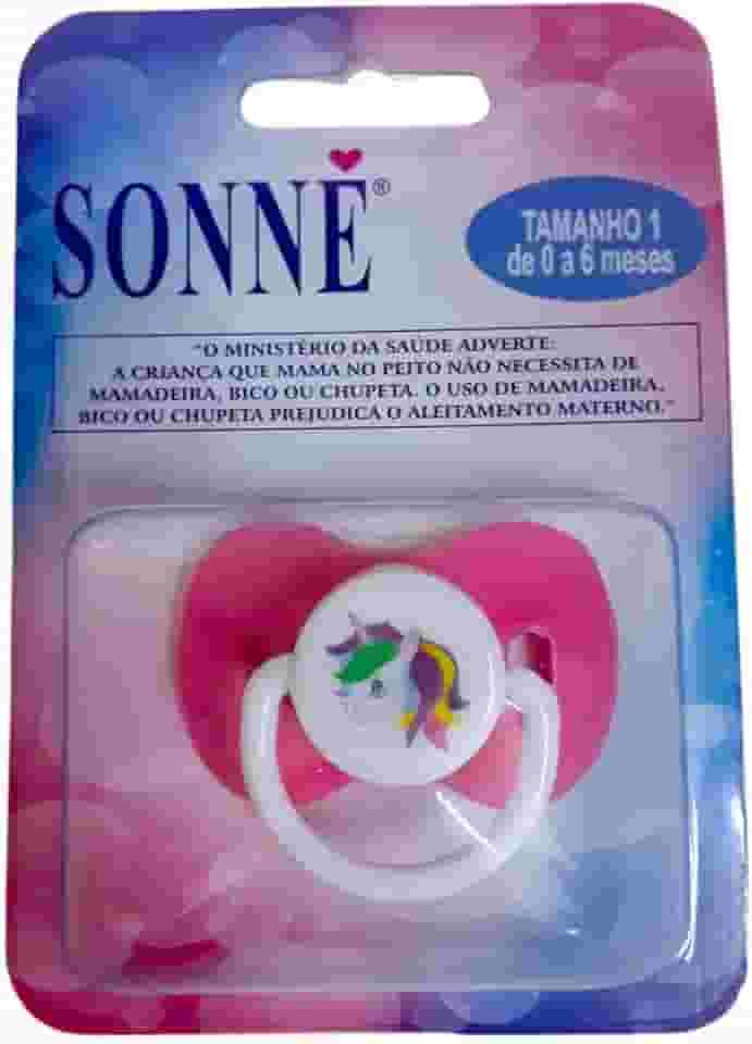 Chupeta Borboleta Unicórnio, Bico RN Redondo Silicone Tamanho 1, Sonne, Rosa