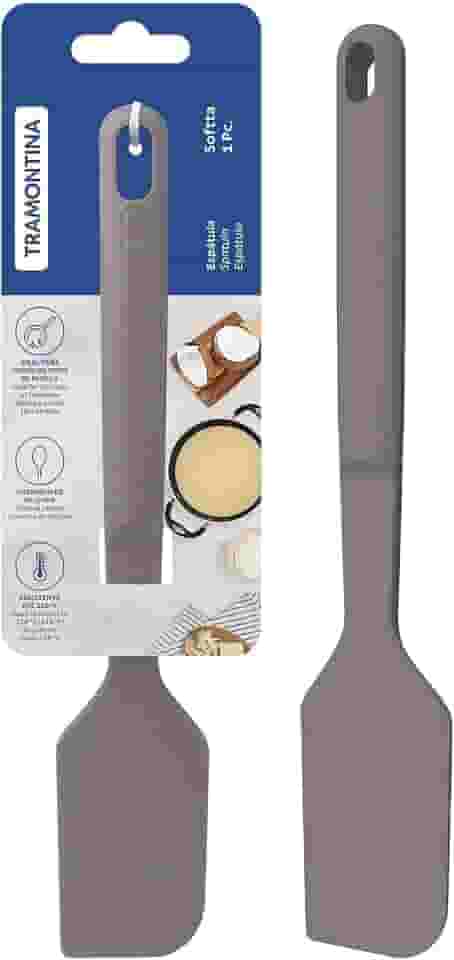 Tramontina SOFTTA Raspador de massa de silicone, resistente ao calor, lavável na máquina de lavar louça, protege superfícies delicadas de arranhões, espátula de cozimento, espátula de silicone, cabo