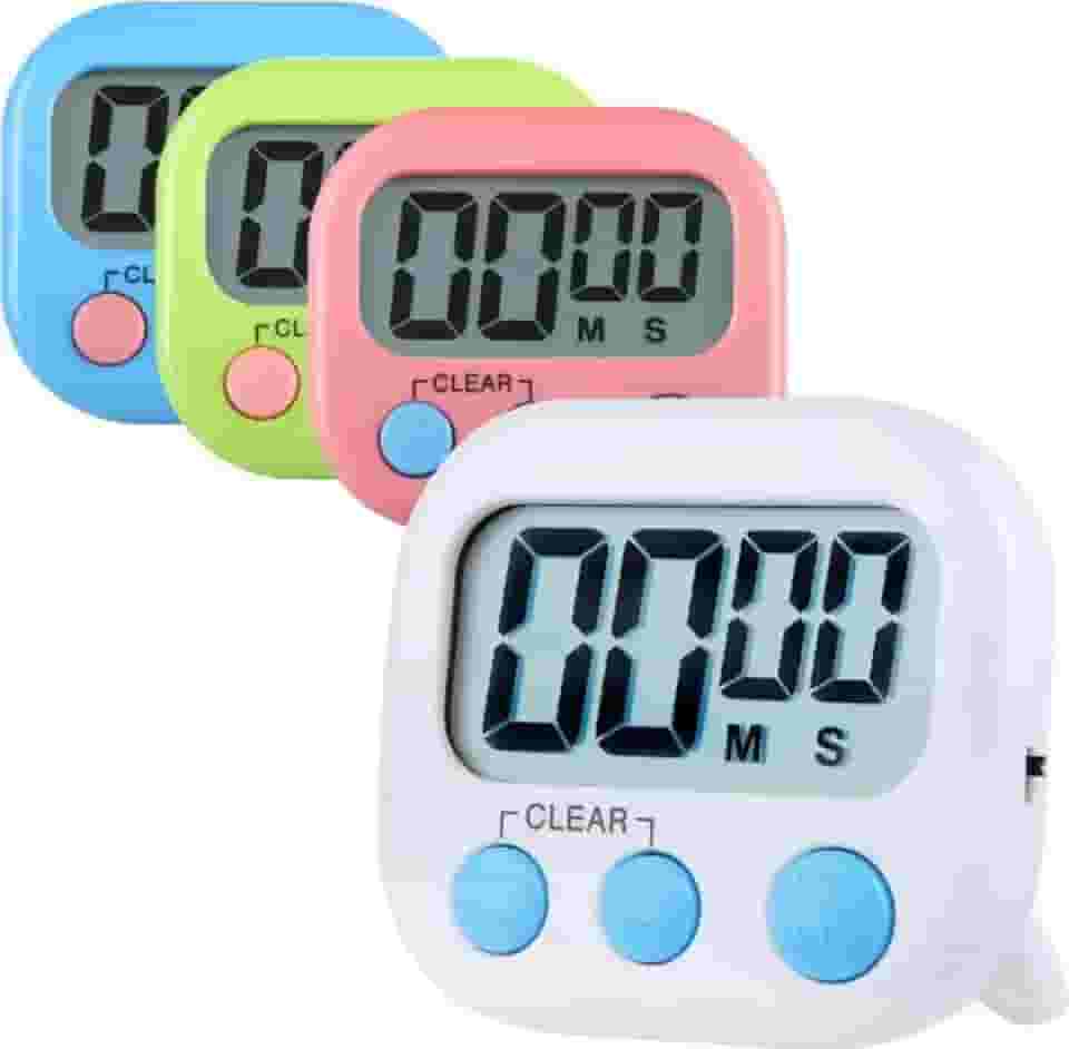 Mini Cronômetro Timer Digital Para Cozinha - Alarme Alto e LCD de Grande Visibilidade! Suporte Retrátil, Gancho e Imã - Ideal para Assar e Cozinhar com Precisão!