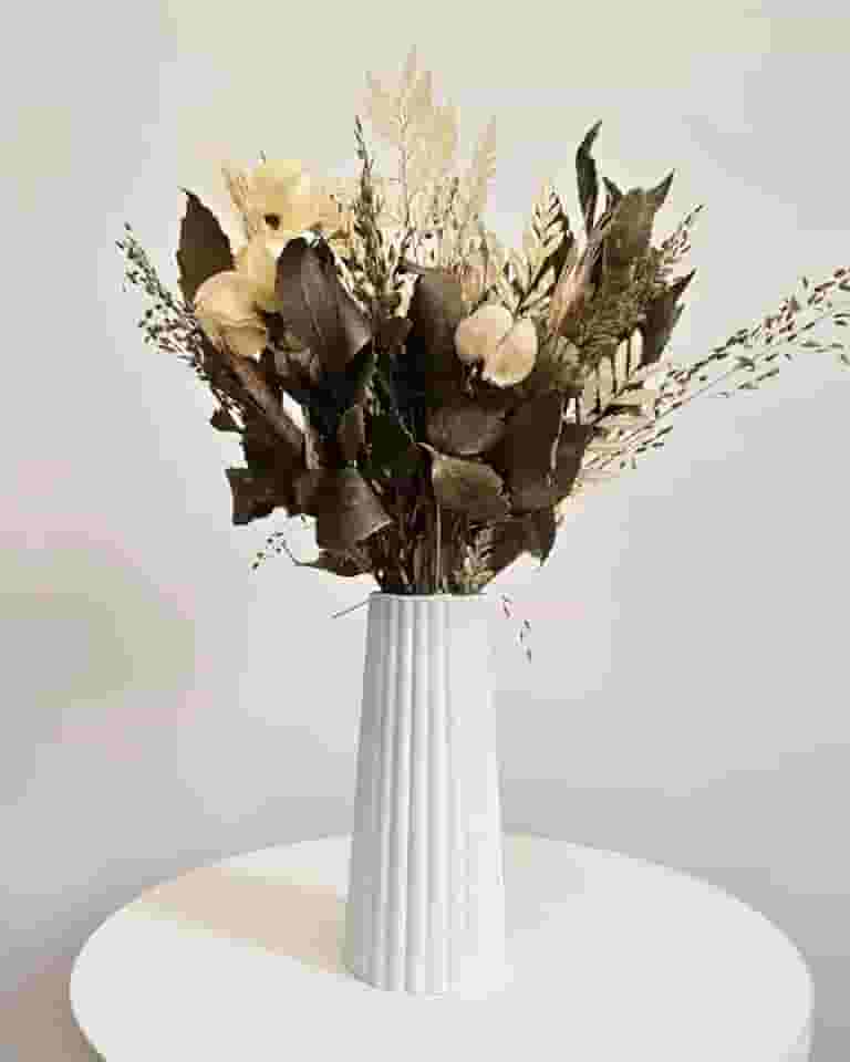 Arranjo De Flores Secas Decorativo Vaso Solitário Listras