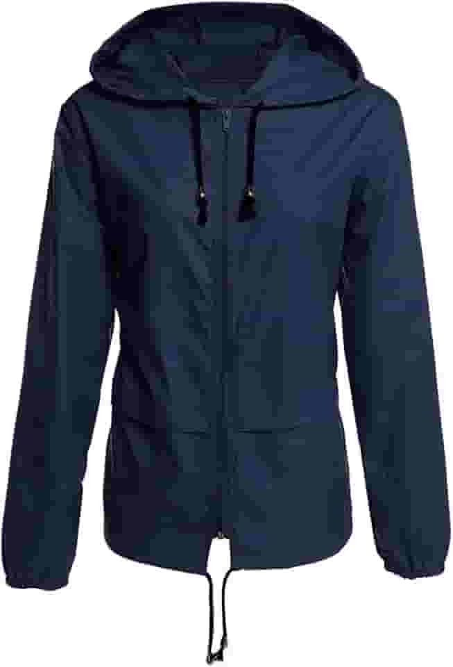 Jaqueta feminina à prova d'água, leve, de secagem rápida, à prova de vento, corta-vento com capuz