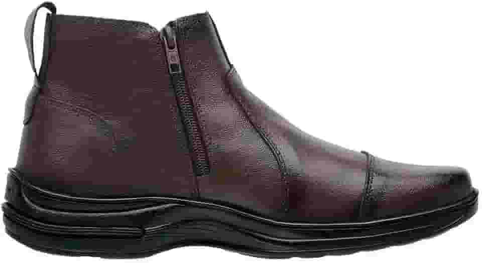 Botina Bota Masculina Confortável Couro Legítimo Com Zíper