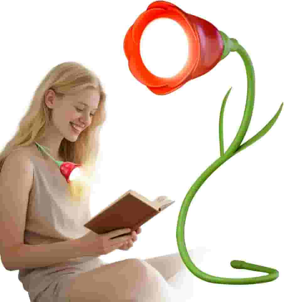 Luz de livro rosa presente para sua amiga, mãe, avó, esposa, marido, luzes de leitura USB para pescoço de ganso com bateria de 500 MA, 3 temperaturas de cor e brilho de escurecimento contínuo