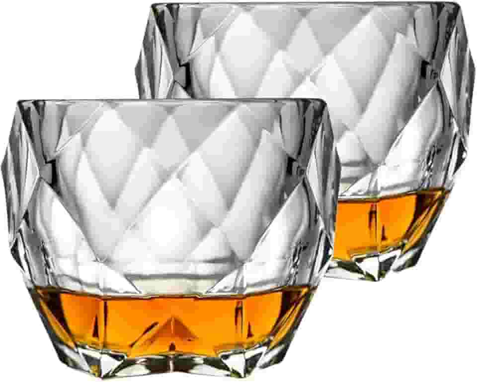 Kit jogo 2 Copos De Vidro Para Whisky 340ml Gelo Diamonds Glass