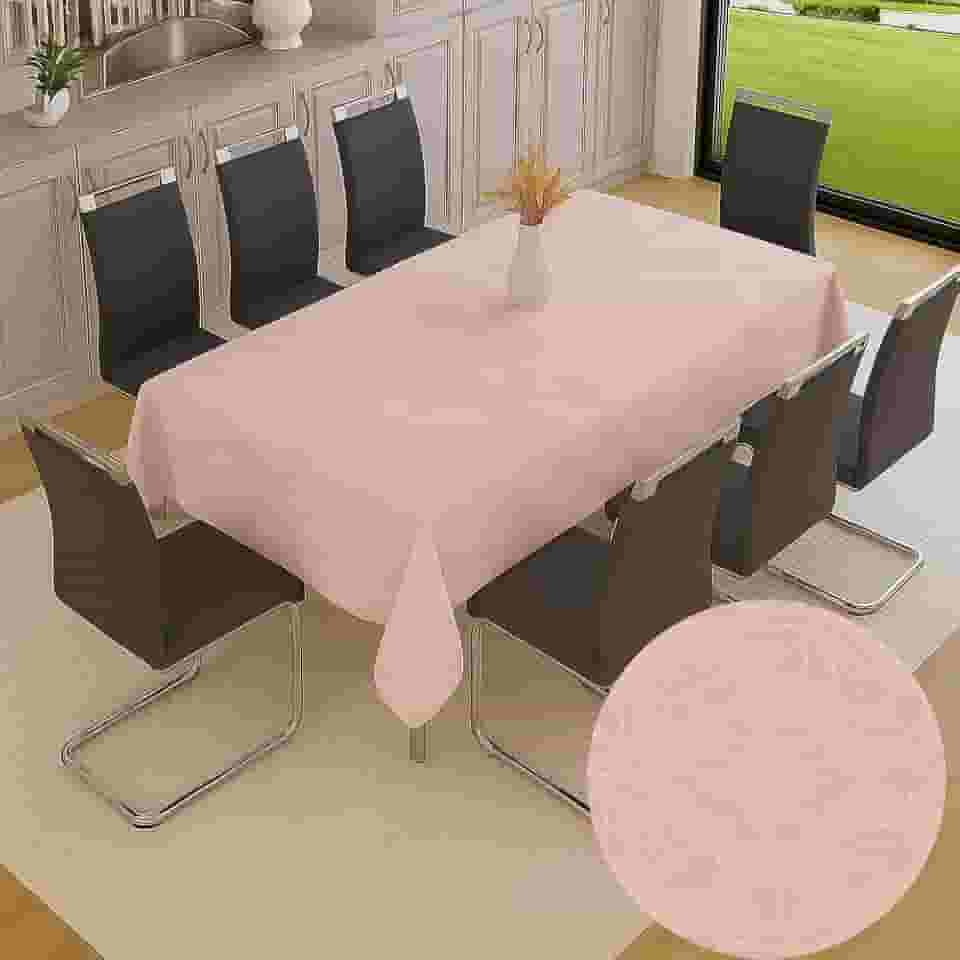 Toalha De Mesa Jacquard Jantar Festa Decoração Tecido Texturizado Dona Delicada Impermeável (ROSA - 6 LUGARES - 2,00m x 1,40m)