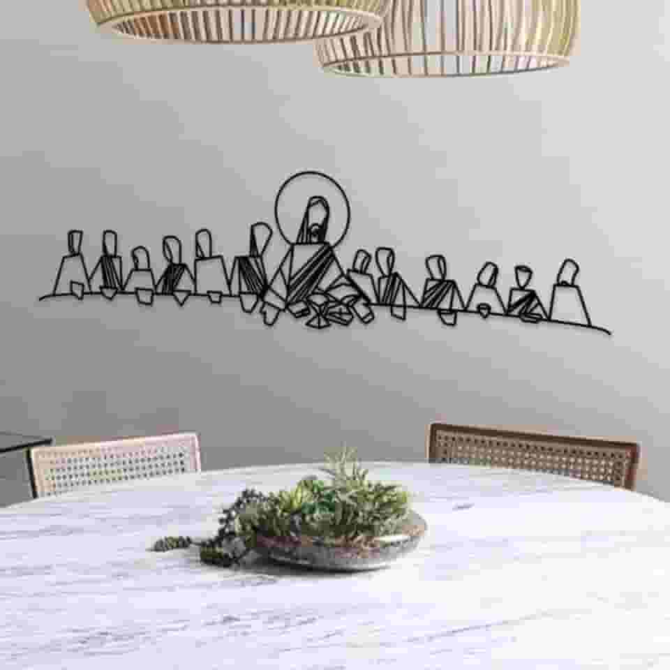Quadro Santa Ceia Moderna em MDF – Releitura Artística para Sala de Jantar